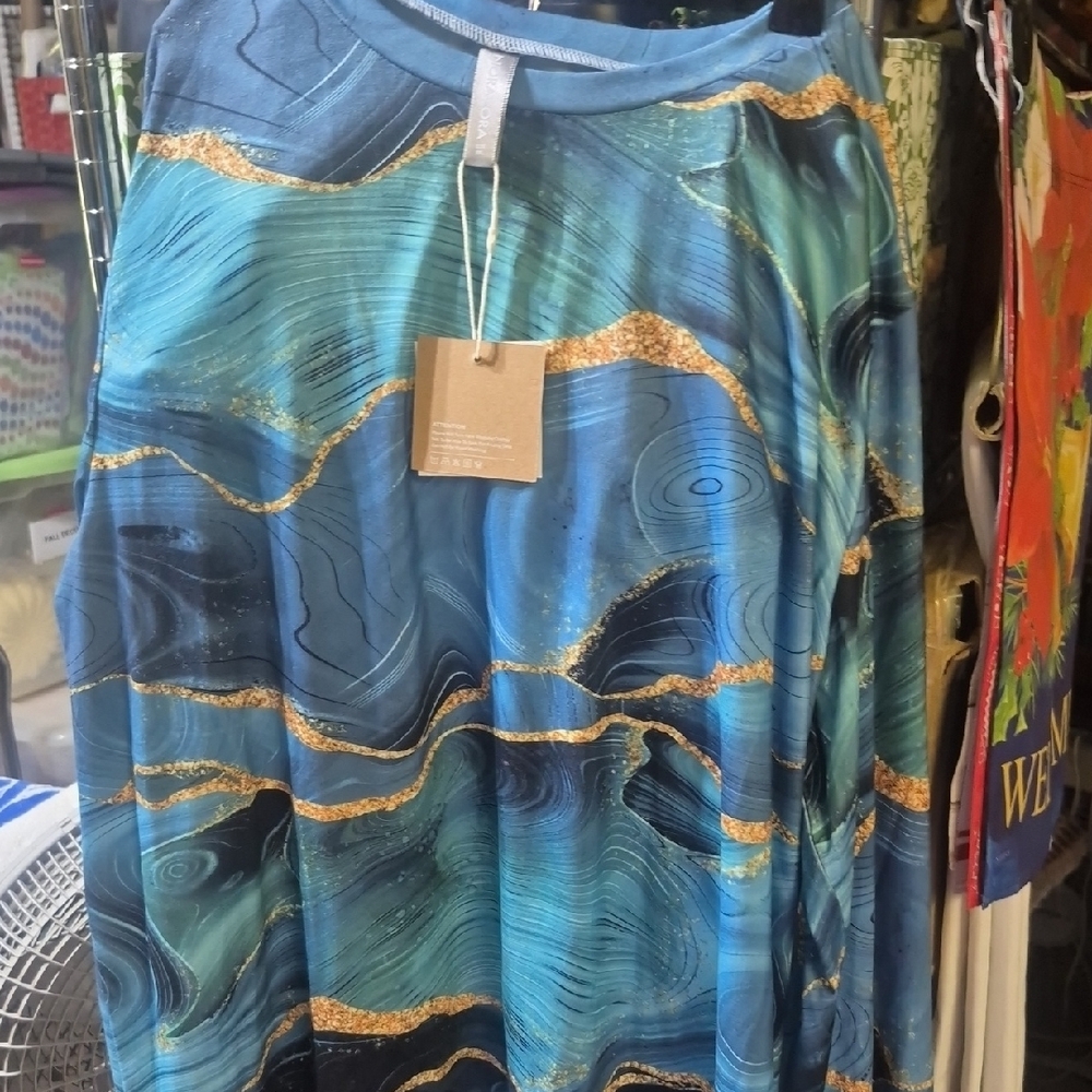 Blue and Gold Patterned Skirt